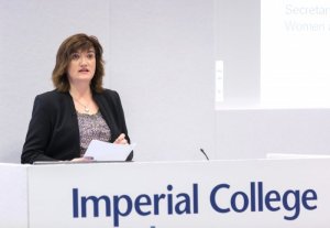 Nicky Morgan MP launching the WomenCount report at Imperial College, London